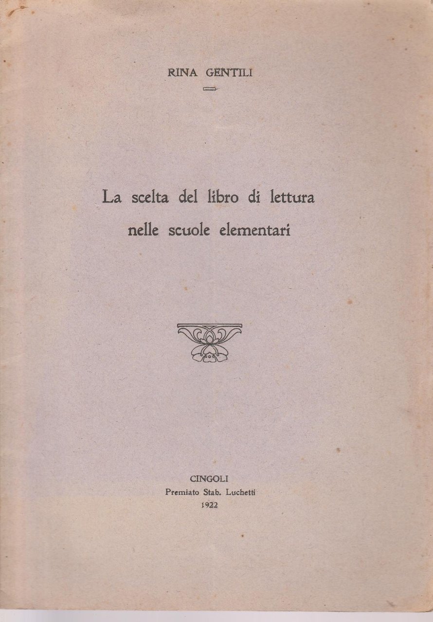 R. Gentili La Scelta Del Libro Di Lettura Nelle Scuole …