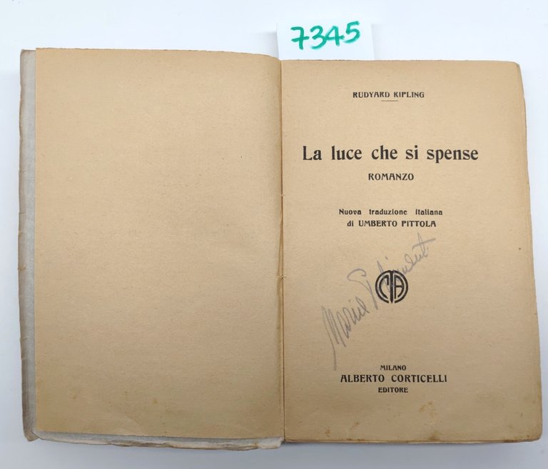 R. Kipling La luce che si spense Corticelli senza data