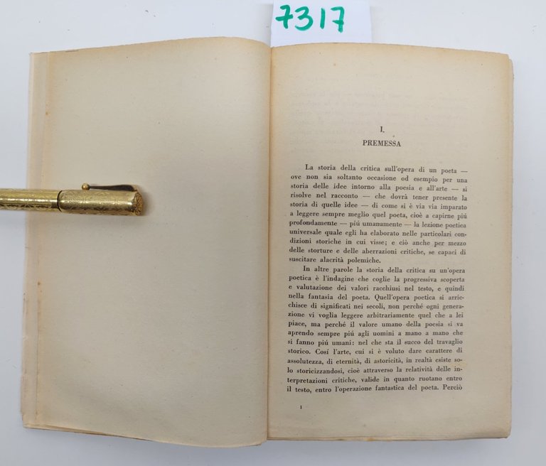 Raffaello Ramat La critica ariostesca Nuova Italia 1∞ ed. 1954