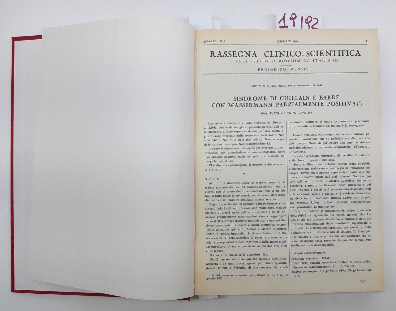 Rassegna clinico-scientifica dell'Istituto Biochimico Italiano annata 1964