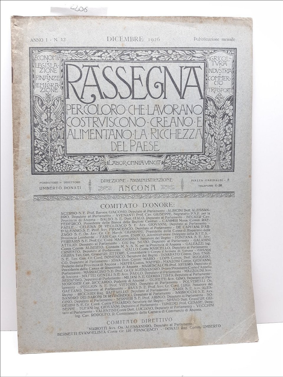 Rassegna per coloro che lavorano anno I numero 12 dicembre …