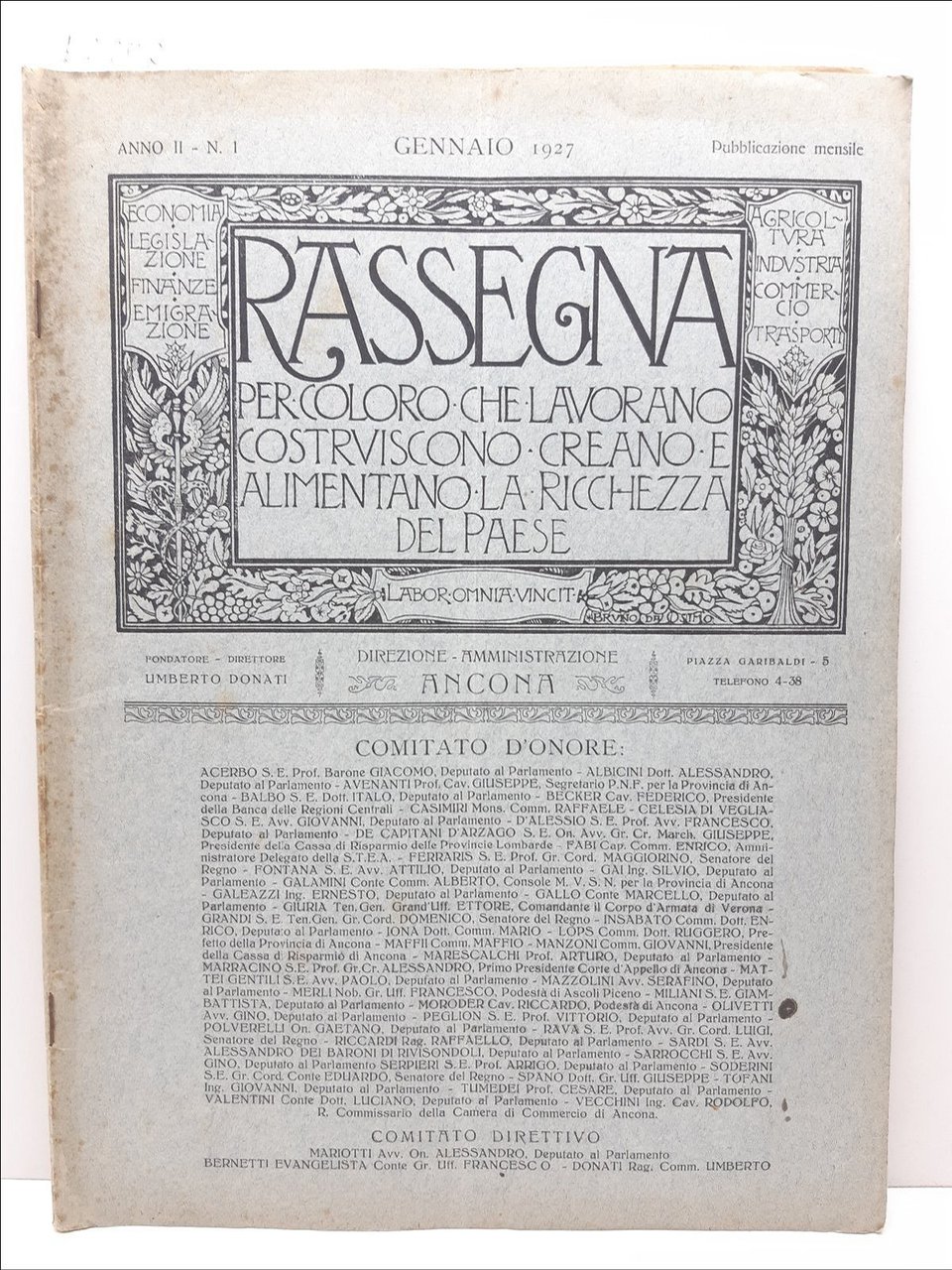 Rassegna per coloro che lavorano anno II numero 1 gennaio …