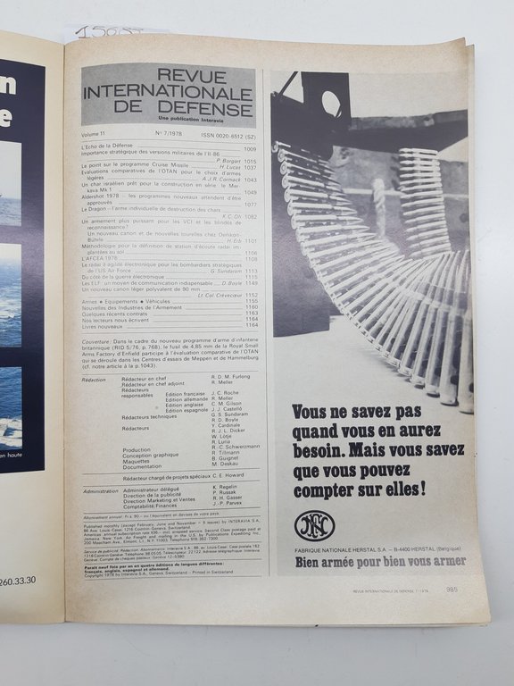 Revue internazionali the Defense XI anno numero 7 1978 | Immagine Gallery 3