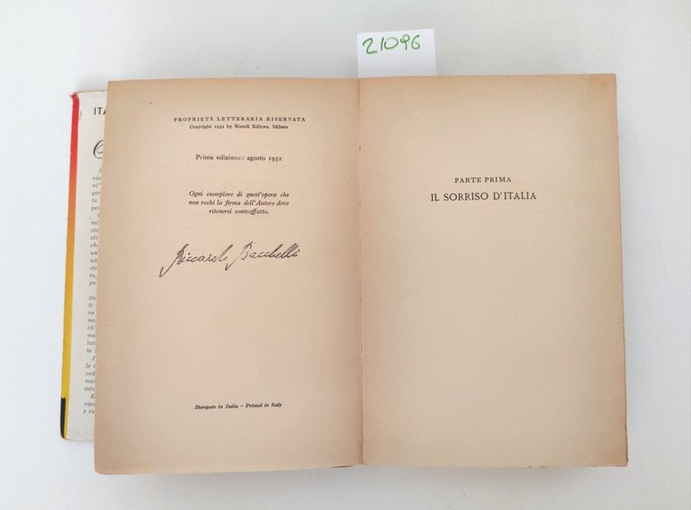 Riccardo Bacchelli Italia per terra e per mare Rizzoli 1° …