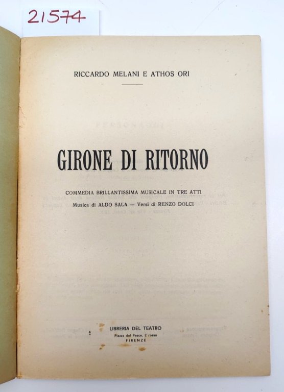Riccardo Melani e Athos Ori Girone di ritorno commedia Libreria …