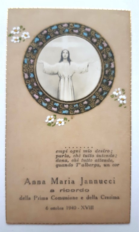 Ricordo prima comunione 1940 manufatto