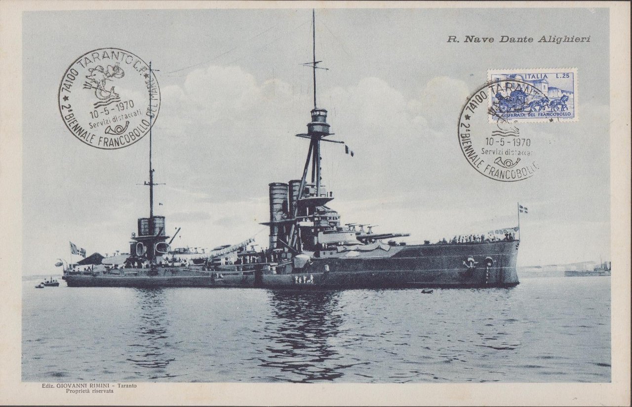 Ripr. Cartolina R. Nave Dante Alighieri francobollo e annullo 2° …