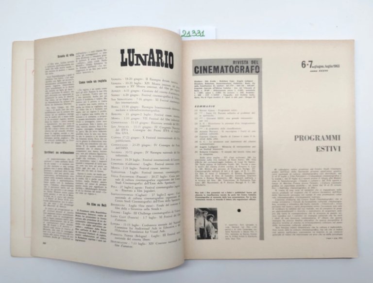 Rivista del cinematografo 6-7 giugno luglio 1963 Burt Lancaster e …