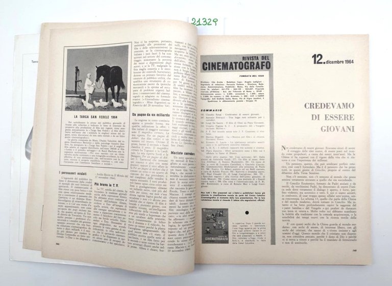 Rivista del cinematografo numero 12 dicembre 1964 orso Yoghi e …