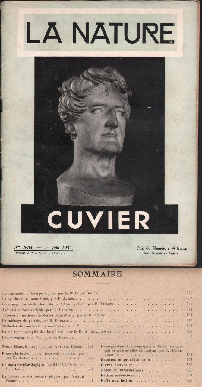 Rivista-Invenzioni-La Nature-Giugno 1932-N.2883-Cuvier-L622
