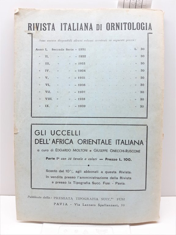 Rivista italiana di ornitologia numero 3 1940