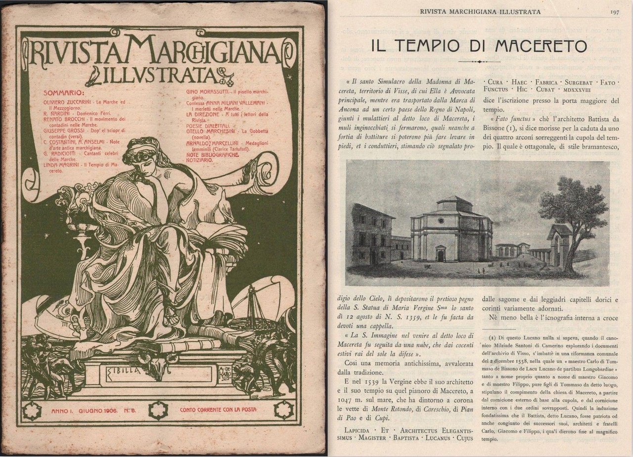 Rivista Marchigiana Illustrata-Anno I-N∞6-1906 Copertina Di De Carolis-L2368