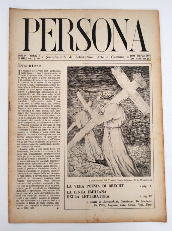 Rivista PERSONA Anno I n.3 16 Aprile 1960 quindicinale di …