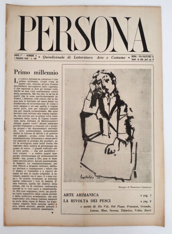 Rivista PERSONA Anno I n.4 1 Maggio 1960 quindicinale di …