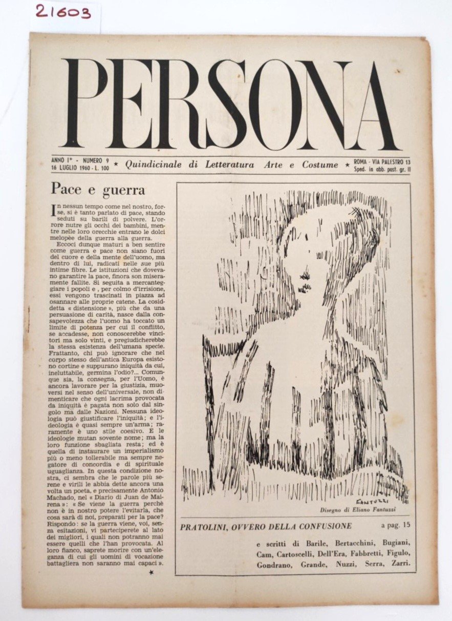 Rivista PERSONA Anno I N. 9 16 Luglio 1960 quindicinale …