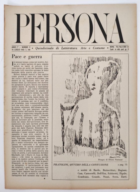 Rivista PERSONA Anno I N. 9 16 Luglio 1960 quindicinale …