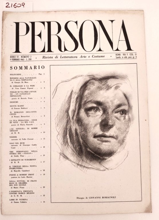 Rivista Persona Anno IV N 2 Febbraio 1963 Arte e …