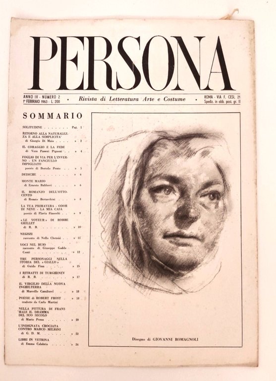 Rivista Persona Anno IV N 2 Febbraio 1963 Arte e …