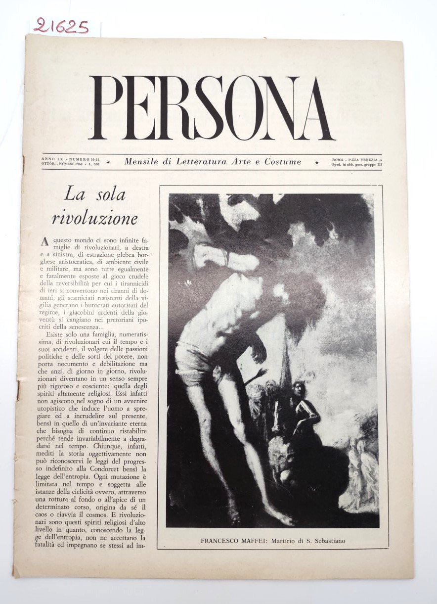 Rivista PERSONA N. 10-11 Ottobre-Novembre 1968