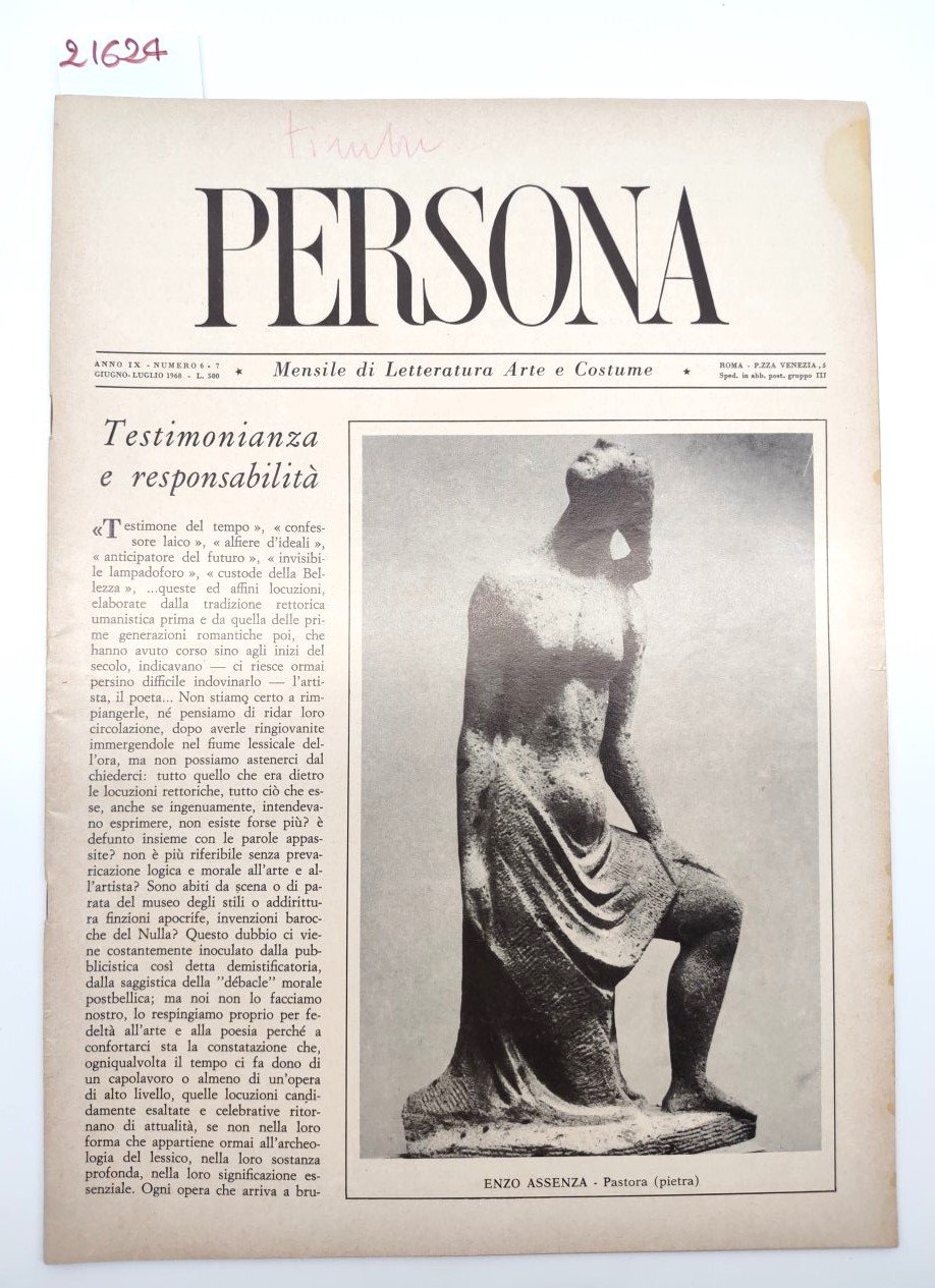 Rivista PERSONA N. 6-7 Giugno Luglio 1968