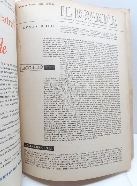 Rivista teatro Il Dramma numero 75-76 1∞ gennaio 1949