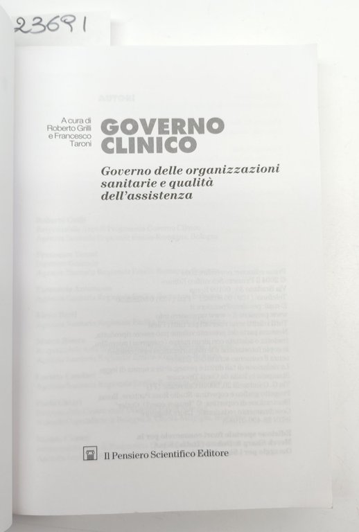 Roberto Grilli Francesco Taroni Governo clinico Il Pensiero Scientifico 1° … | Immagine Gallery 3