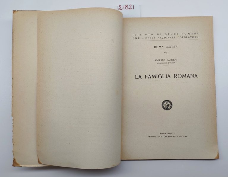 Roberto Parini La famiglia Romana Istituto di studi romani 1939