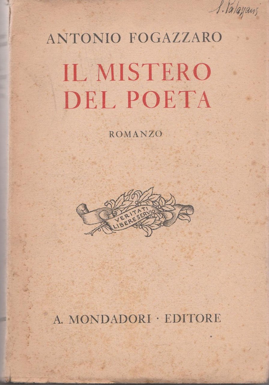 Romanzo-Antonio Fogazzaro Il Mistero Del Poeta A. Mondadori 1930 -L4706