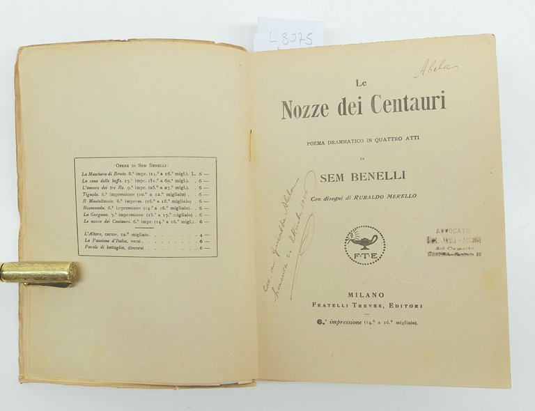 S. Benelli Le Nozze Dei Centauri 1920 Treves Ill. R. …