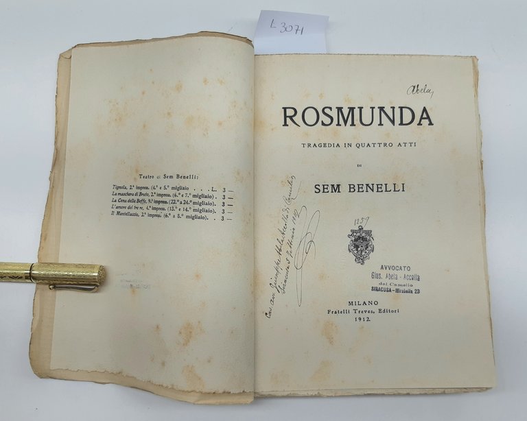 S. Benelli Rosmunda 1912 Treves Ill. R. Merello Abela Carboneria