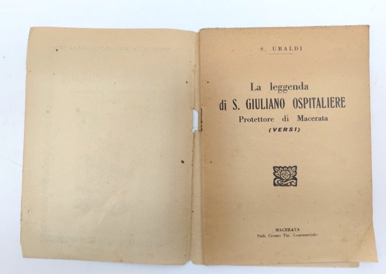 S Ubaldi San Giuliano ospitaliere protettore di Macerata Versi 1931