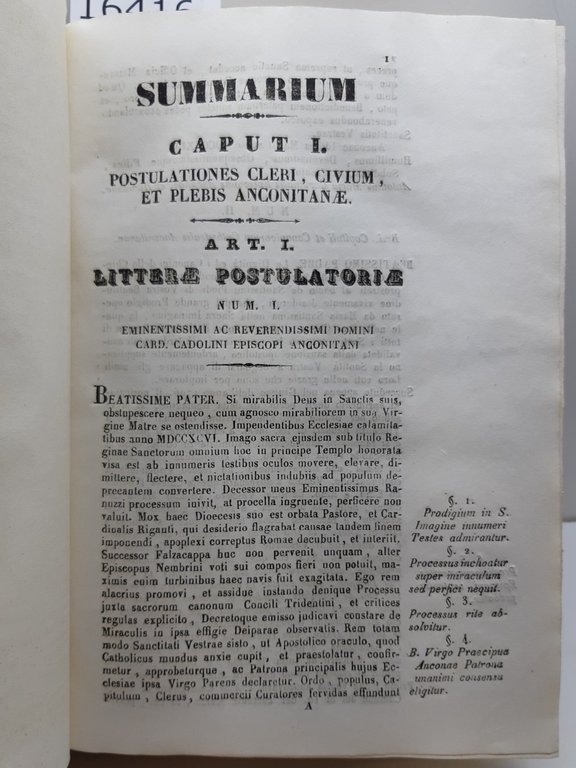 Sacra rituum Congregatione Cardinali Lambruschini relatore Anconitana confirmationis electionis Beata …