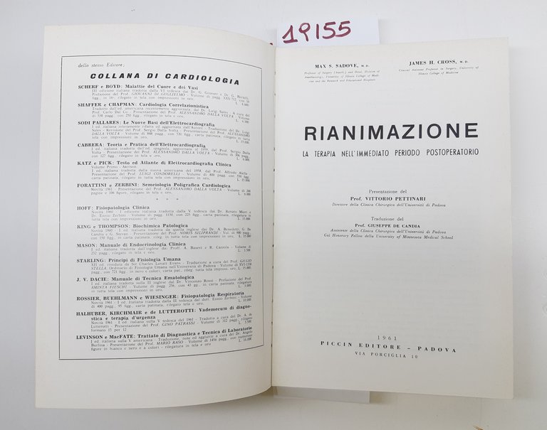 Sadove Cross Rianimazione la terapia nell'immediato periodo post-operatorio Piccinin 1961