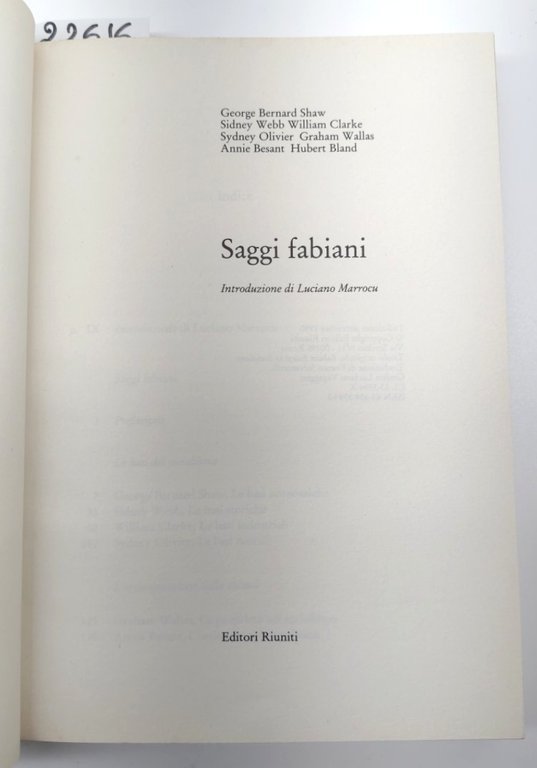 Saggi Fabiani Editori Riuniti 1° edizione 1990
