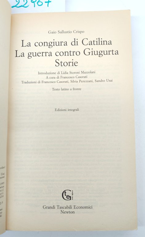 Sallustio La congiura di Catilina La guerra contro Gigurta Storie … | Immagine Gallery 2