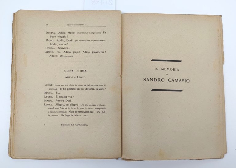 Sandro Camasio e Nino Oxilia Addio giovinezza commedia in tre …