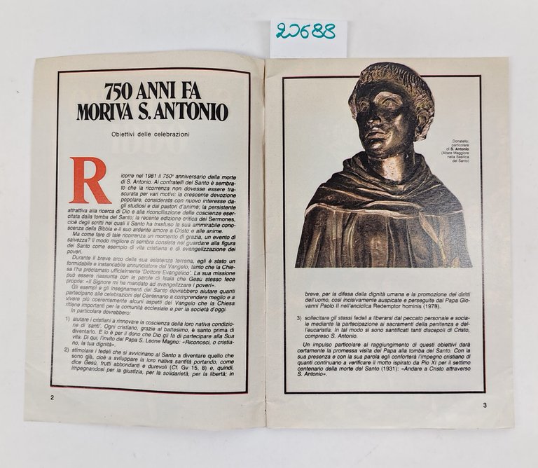 Sant'Antonio oggi opuscolo commemorativo di 750 anni dalla morte 1981?