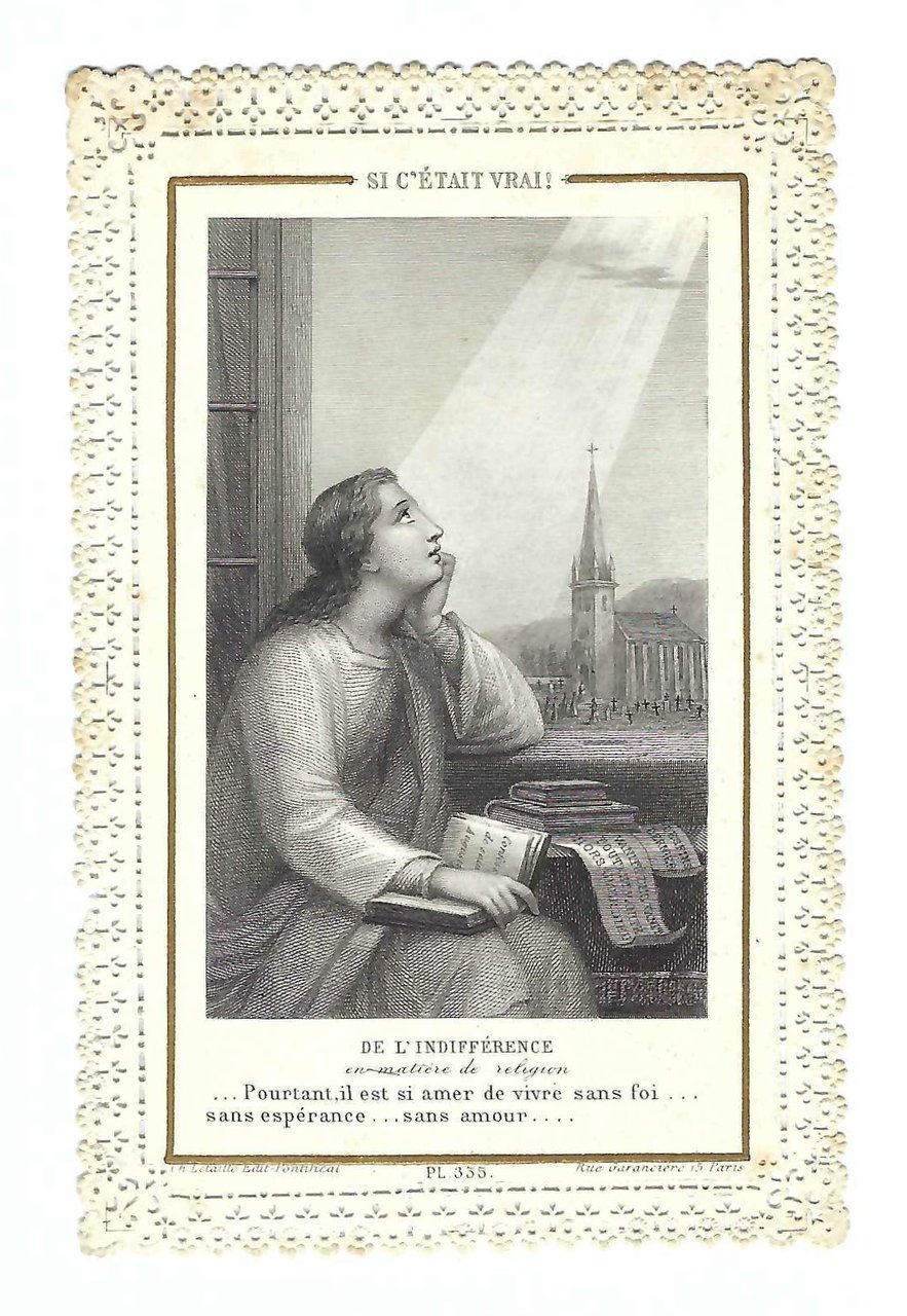 Santini canivet Holy card Si c'etait vrai l'indifference Lataille XIX …