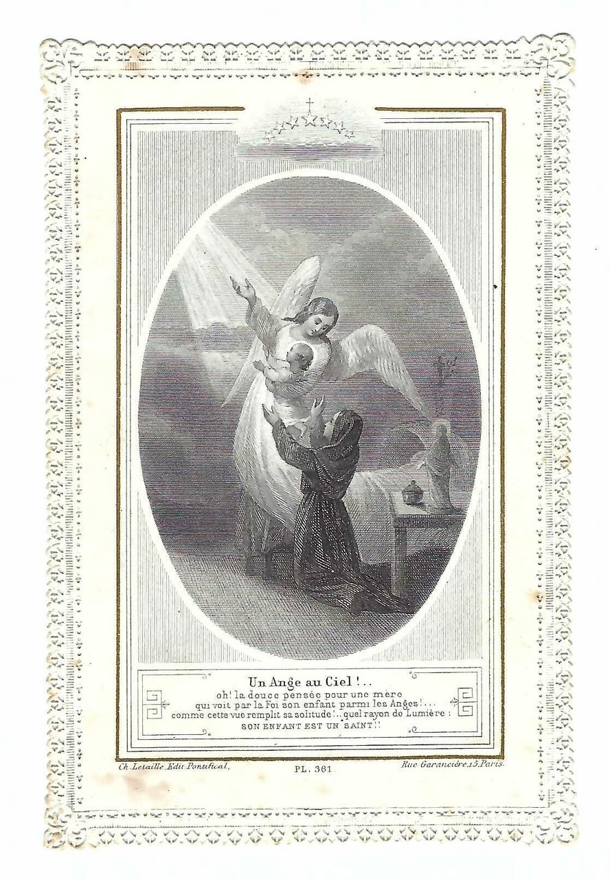 Santini canivet Holy card Un ange au Ciel Letaille PL …