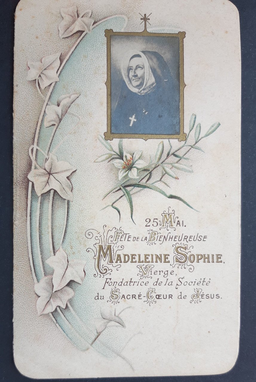 Santino Beata Maddalena Sofia Barat con immagine applicata holy card