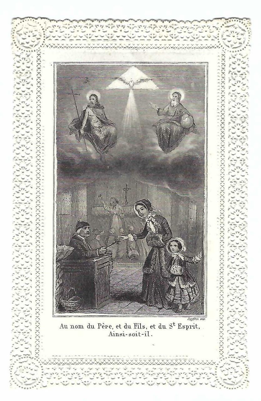 Santino canivet Holy card Au nom du Pere et di …