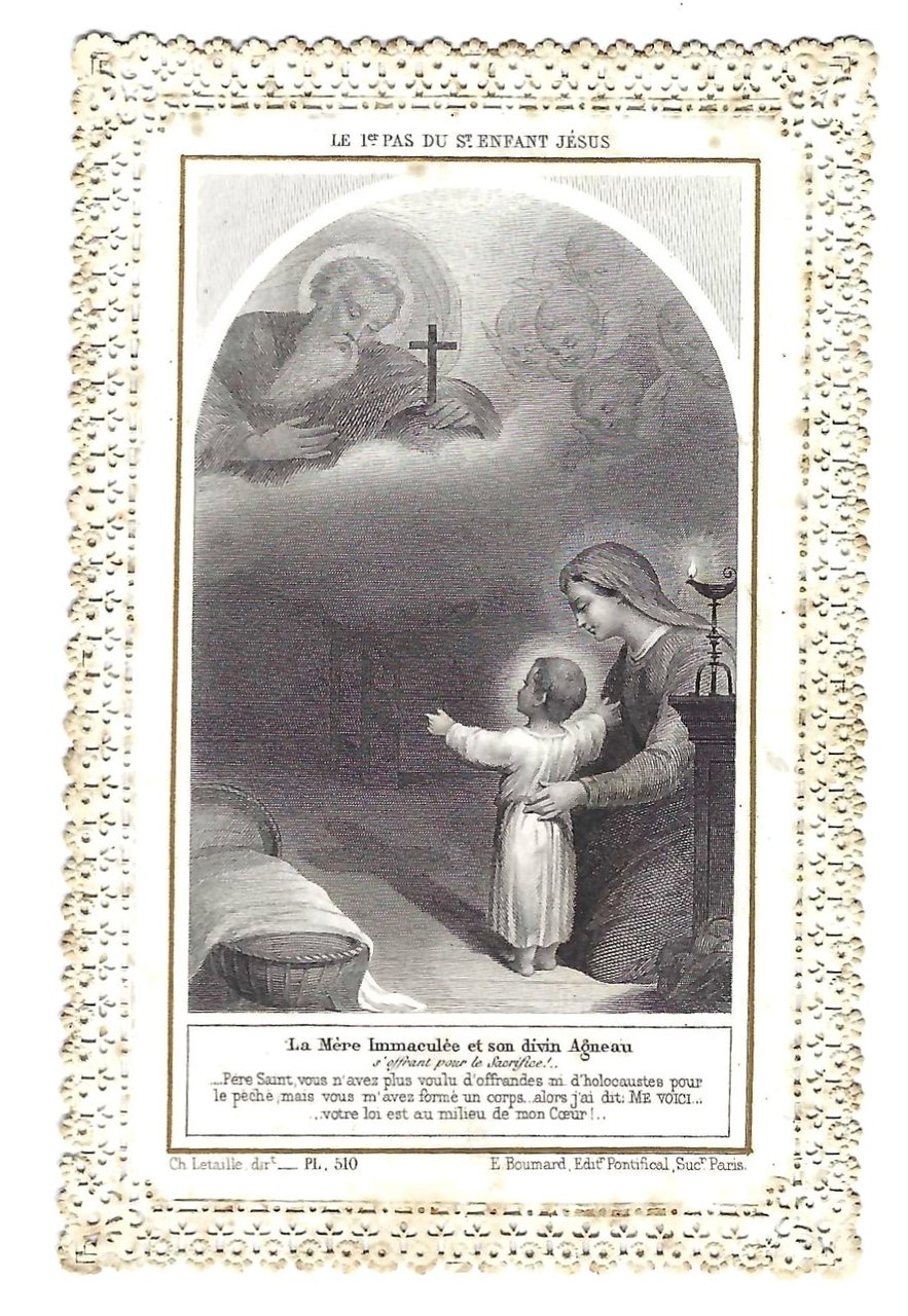 Santino canivet Holy card L'hostie sainte et sans tache Letaille …