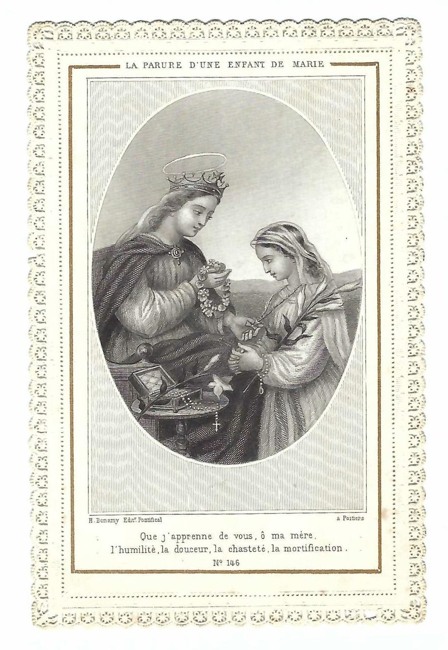 Santino canivet Holy card La parure d'une enfant de Marie …