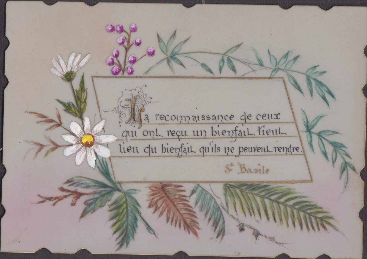 Santino Canivet Holy card manoscritto su celluloide 1920 c.a.