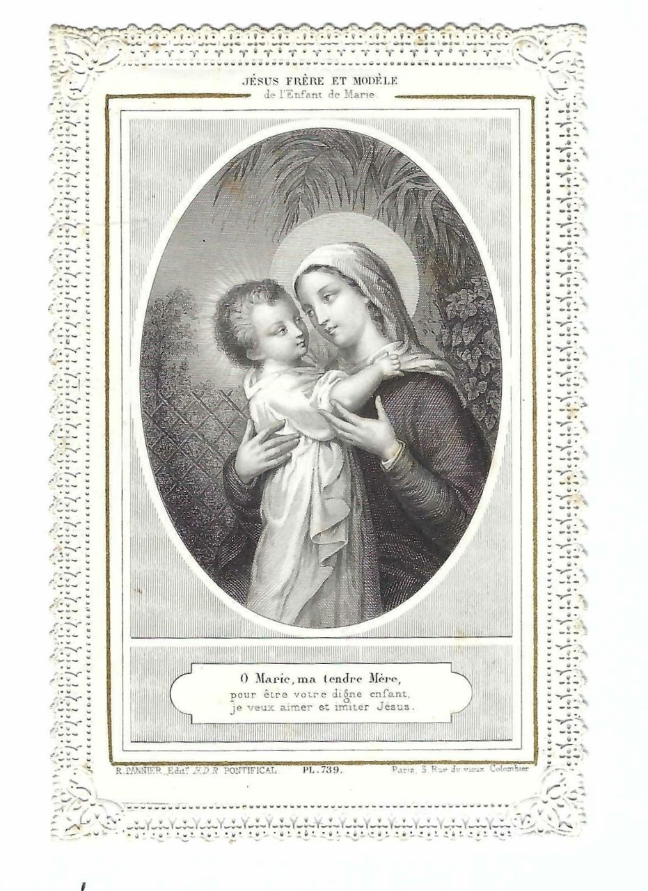 Santino canivet Holy card O Marie ma tendre Mere Pannier …