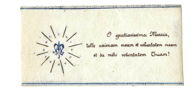 Santino con Monogramma mariano holy card manufatto 1940 c.a.