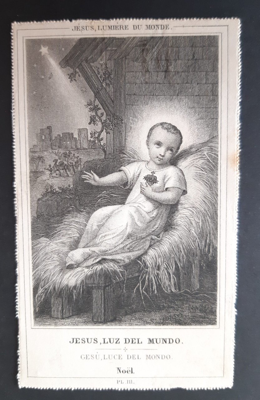 Santino Gesù luce del mondo Lamarche 111 holy card