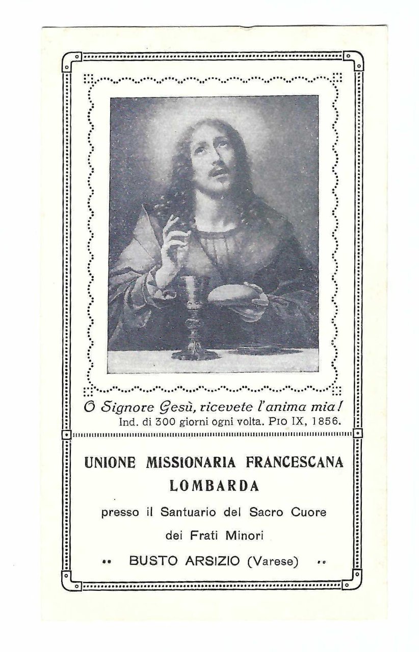 Santino holy card Giornata Missionaria francescana lombarda Busto Arsizio