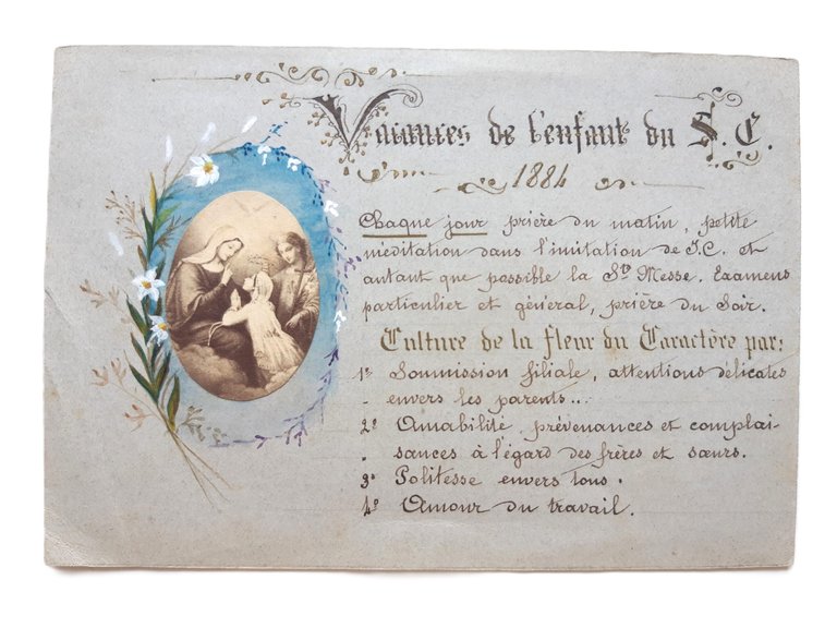 Santino holy card manufatto La sacra famiglia 1884