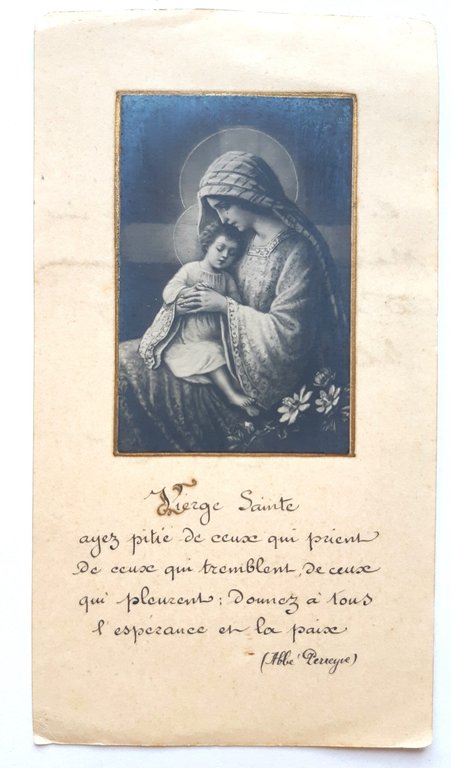 Santino holy card manufatto Vergine Maria e Gesù bambino 1919